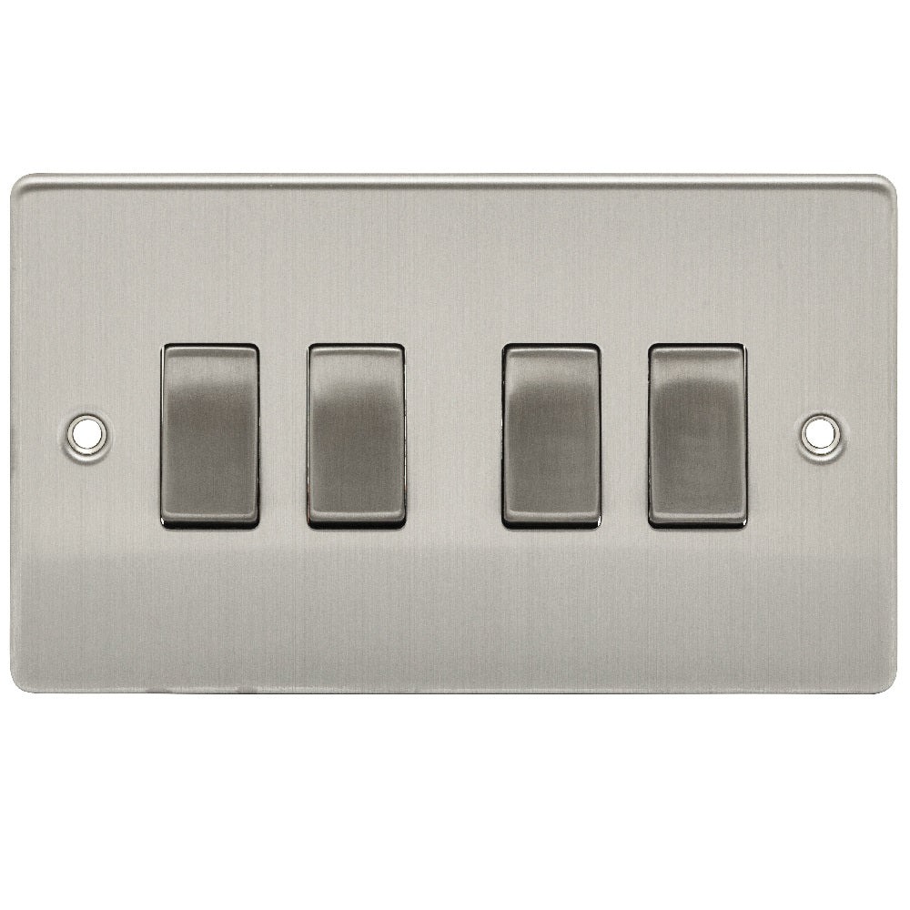 D-SP642-BCM 4 Gang 2 Way Switch  Metal Insert Brushed Chrome